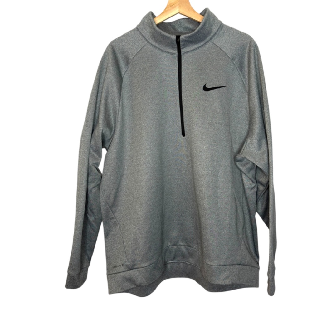 Nike Dri-Fit Gray Long Sleeve Pullover 1/4 Zip Top